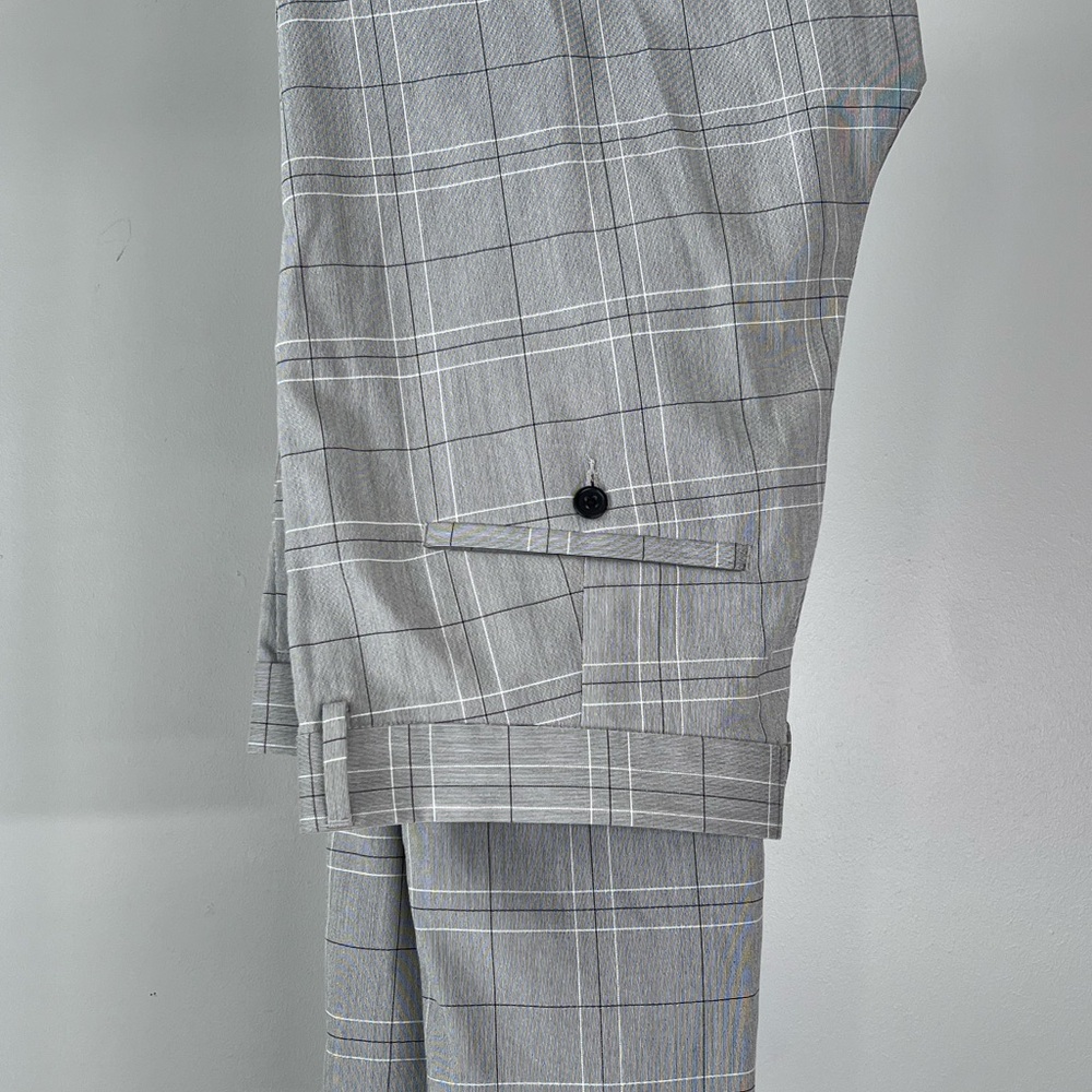 H&M Vintage Men Slim Fit Dark Grey Plaid Dress Pants 36x32